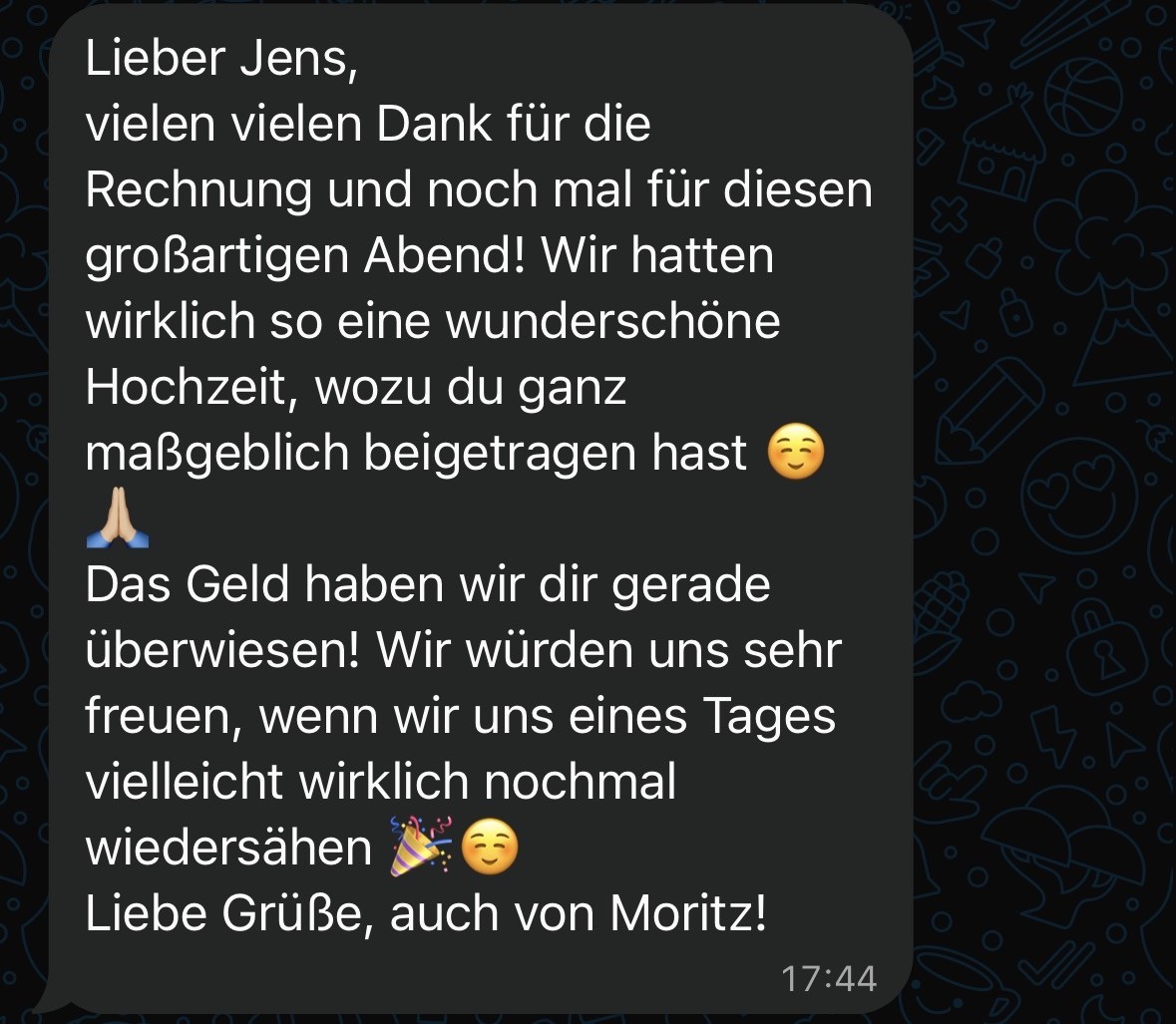 WhatsApp-Feedback von Svenja & Moritz